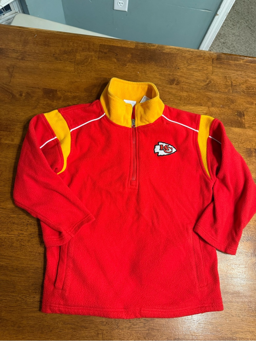 NFL Team Apparel Kansas City Chiefs Fleece 1/4 Zip Pullover Jacket Kids Size M 8